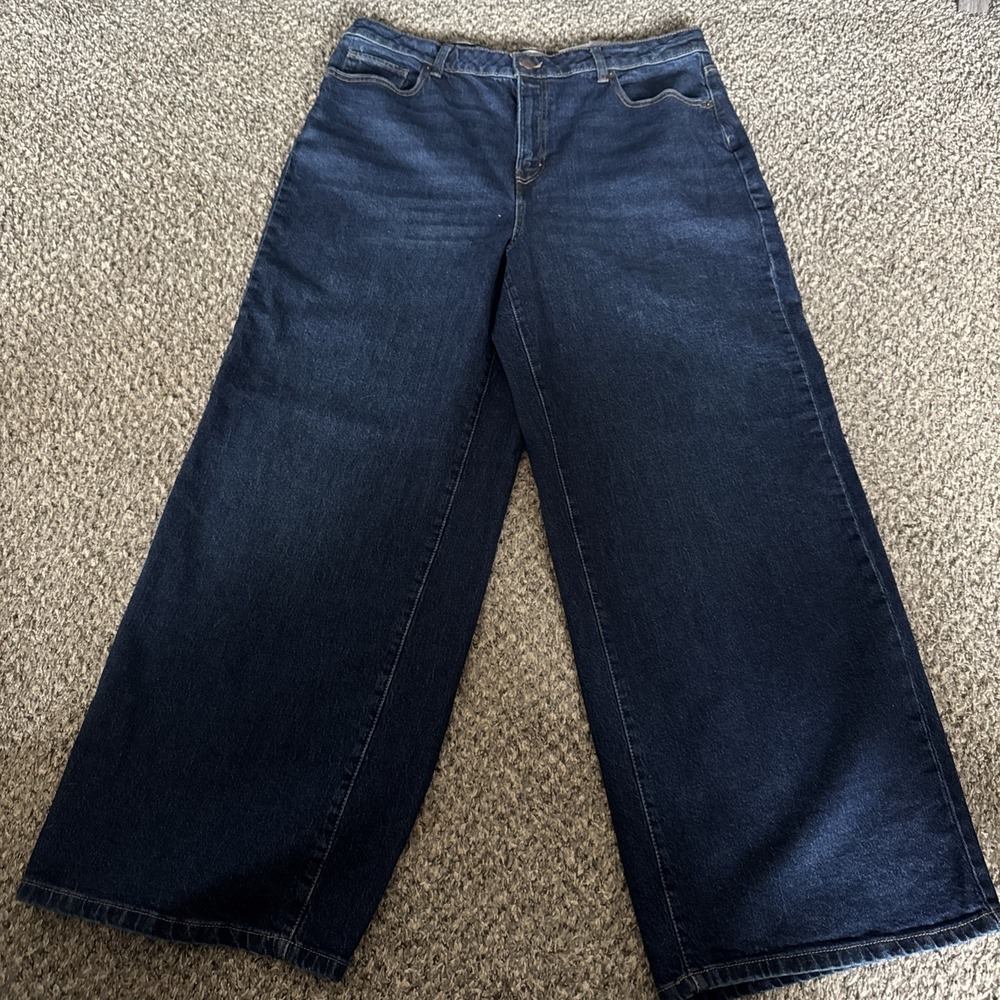 Time And True Women's Blue Jeans Sz 18W High Rise Wide Leg Zip &Button NWT